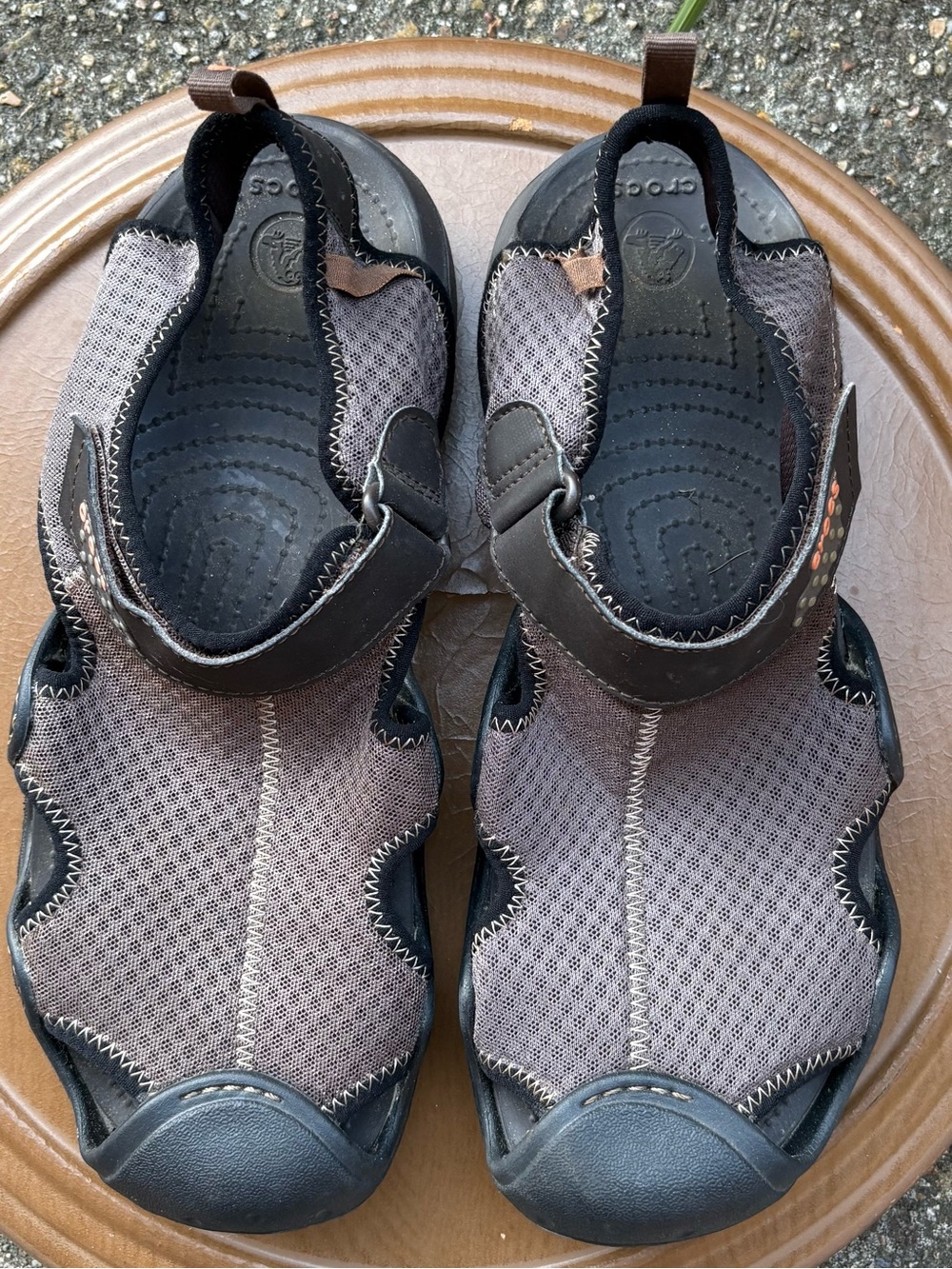 CROCS Swiftwater Mesh Men Size 12 Brown Fisherman Deck Sandals Casual Water Shoe